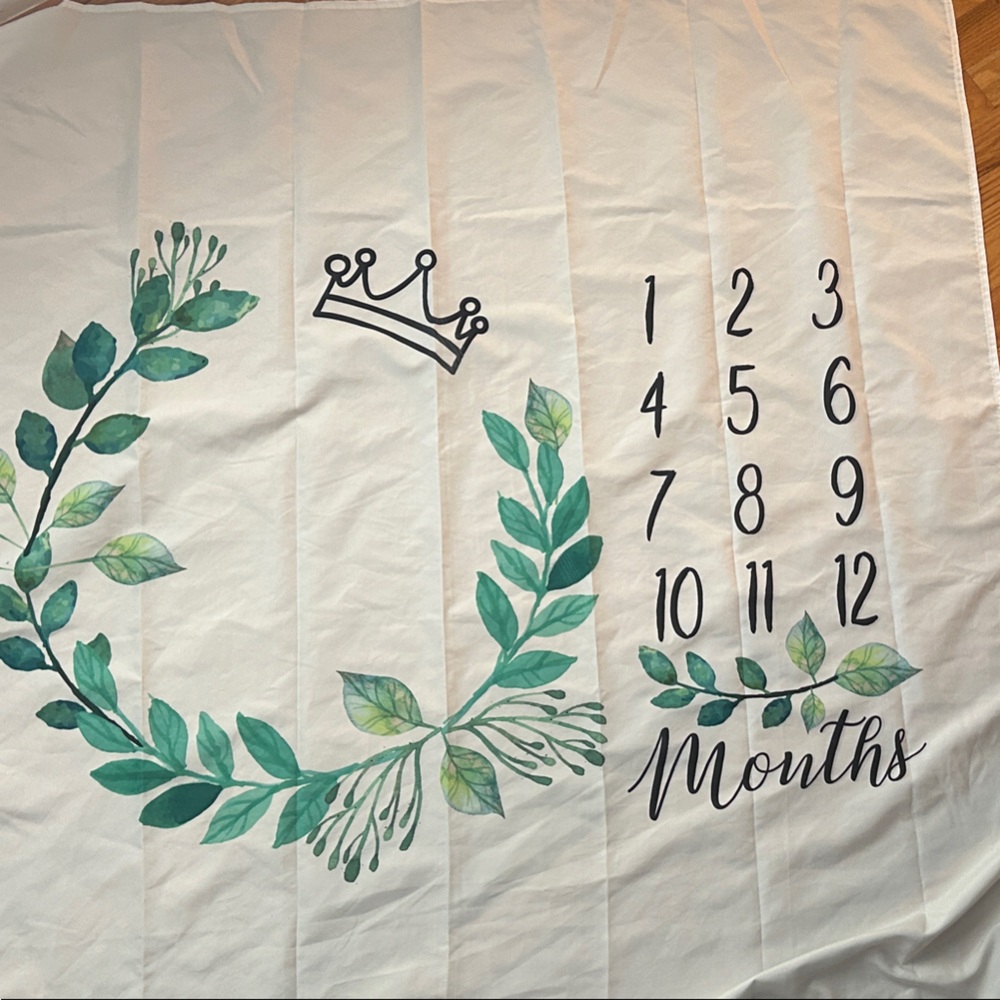 Baby Milestone Blanket with Green Leaf Design